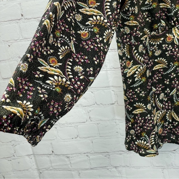 Lane Bryant Illusion Collection V Neck Top Black Botanical Print Size 20 L/S NWT - Picture 4 of 15